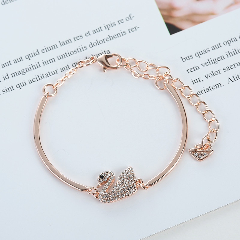 Gelang Fashion AB31 Swan Cuff Bracelet with Zircon Women Animal Bird Jewelry ACC