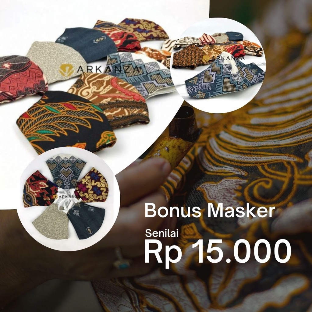 BATIK ARKANZA Motif TIRTA AMARTA Hem Atasan Kemeja Baju Batik Pria Cowok Produsen Slimfit Memakai Furing Lengan Panjang Lengan Pendek Original Asli