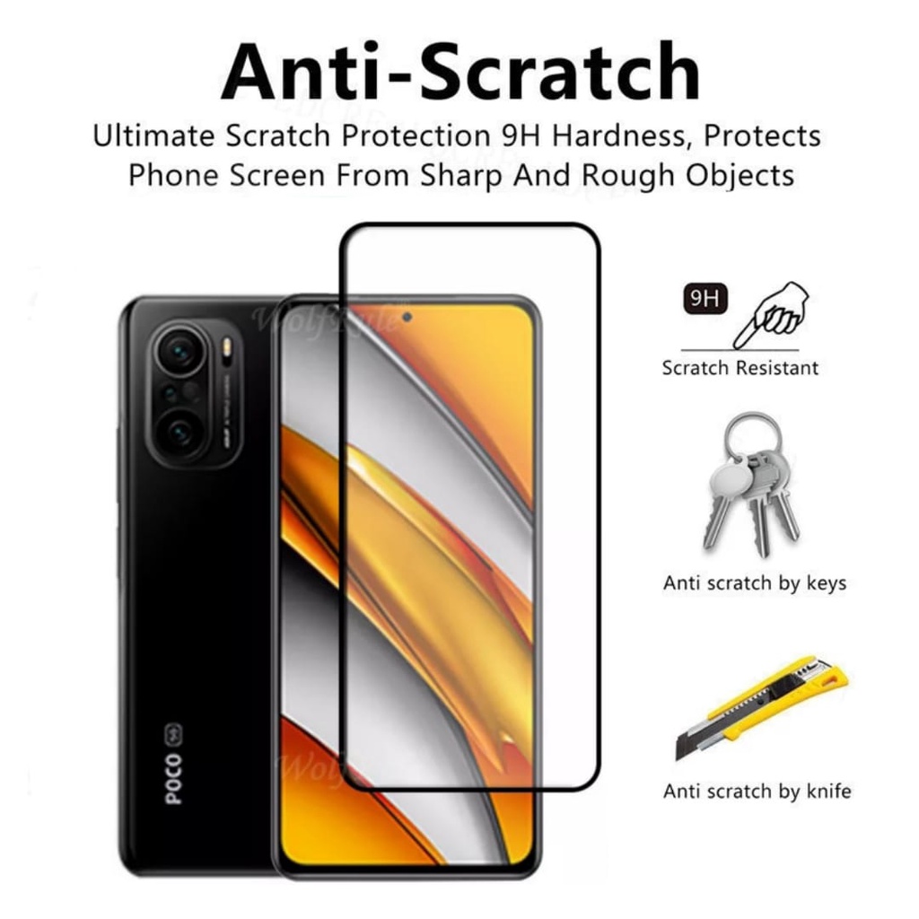 PROMO 2in1 Tempered Glass XIAOMI POCO F3 Full Layar kaca List Hitam Free Camera Glass