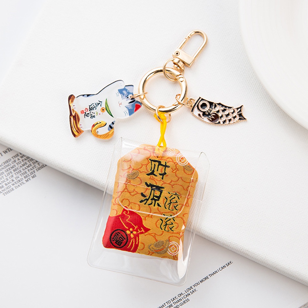 Needway  Fashion Jewelry Dispel Misfortune Keyrings Ornaments Gifts Fish Maneki Neko Keychains Cute Cartoon Blessing Bag Pendant Lucky Door Key Car Key Bag Decoration