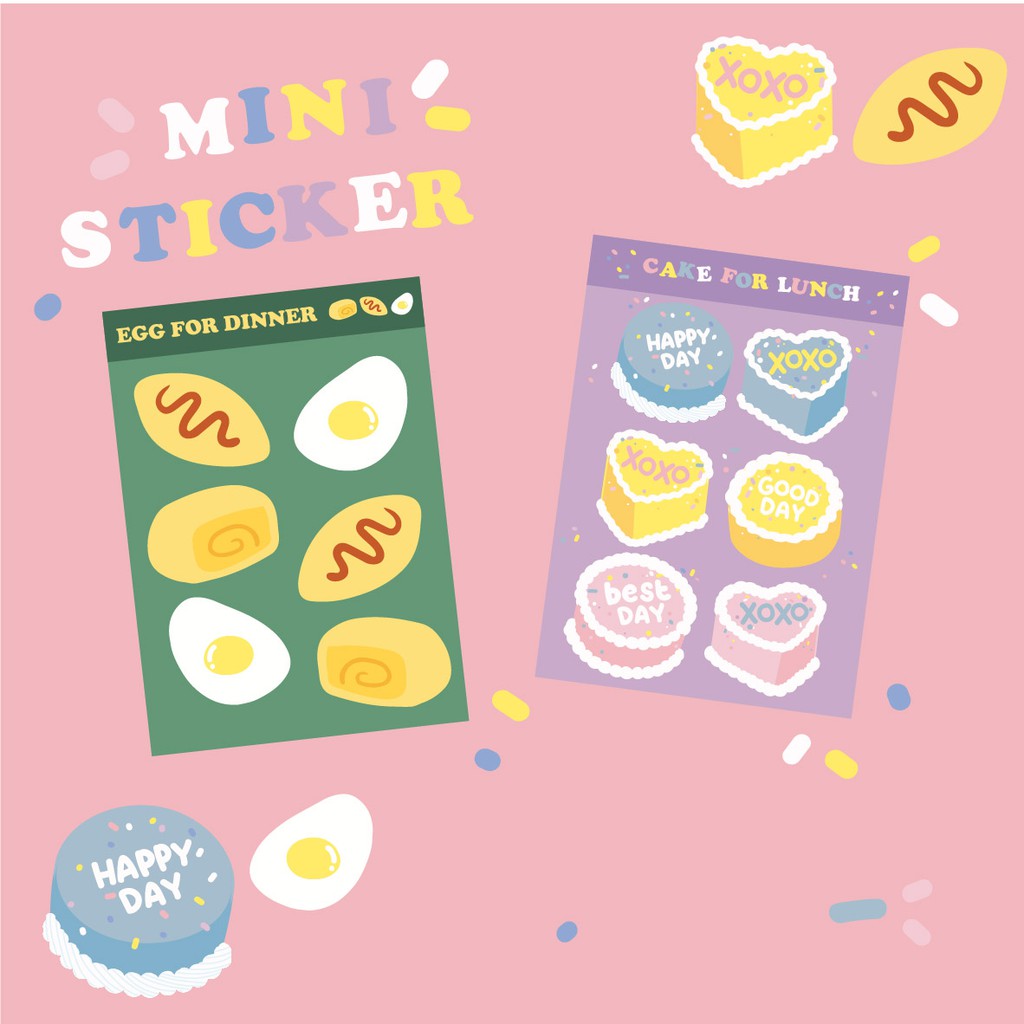 

Kottchi Studio Cake Egg Sticker Bujo Deco Polco Sticker Sheet a6