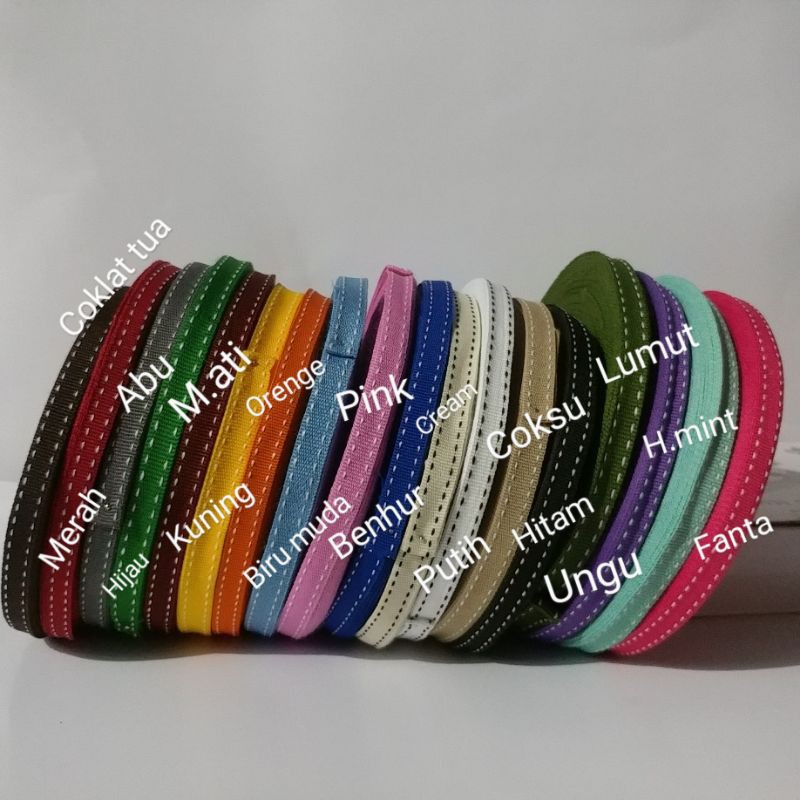 Pita/Tali/grosgrain/ motif bintik &amp; Salur Ukuran 3/8=1cm/25 yard