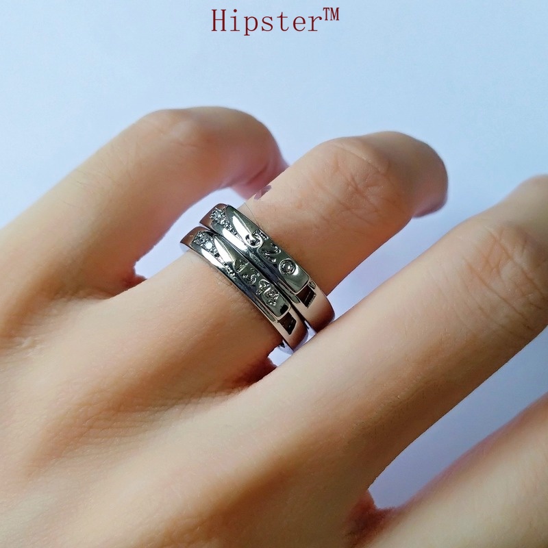 Korean Style Retro Simple Graceful Carved 1314520 Digital Romantic Couple Couple Rings