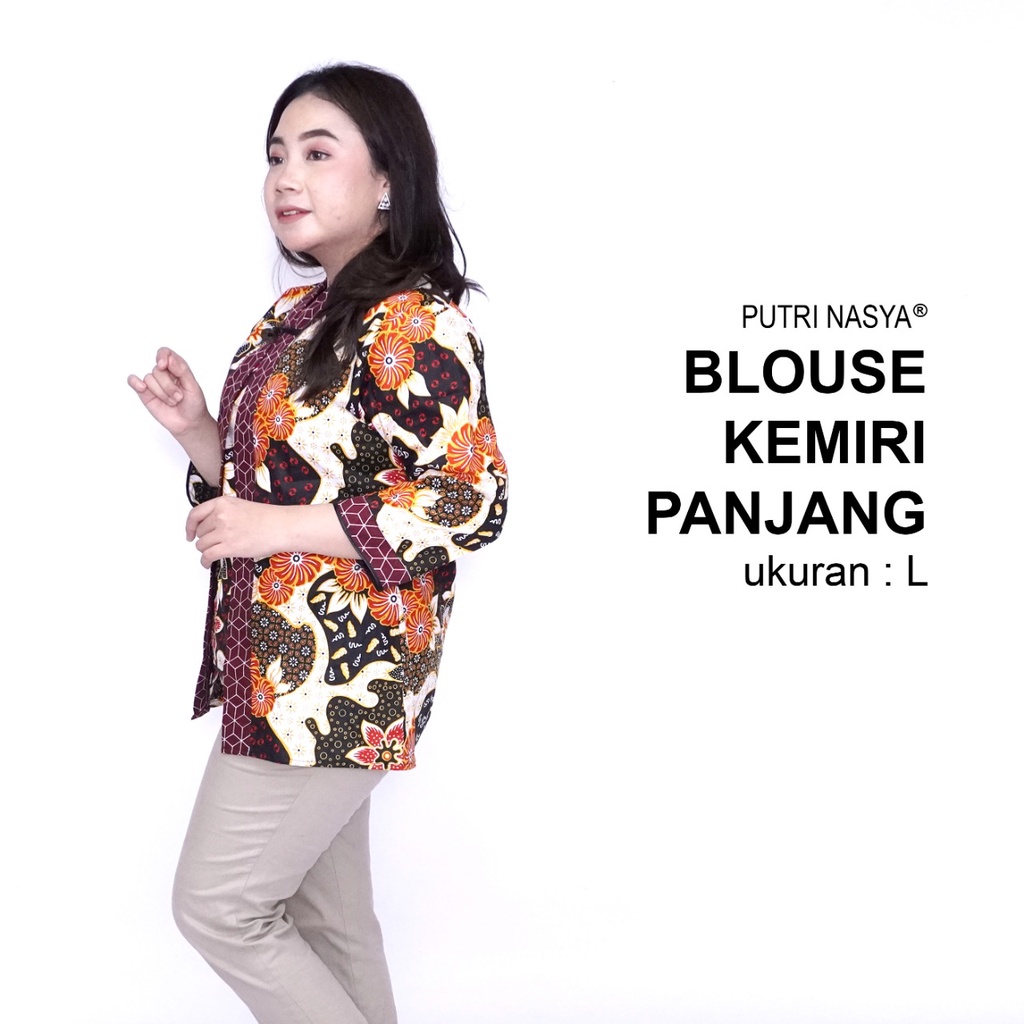 Putri Nasya - Atasan Big Size Batik Blouse Pendek Panjang Ukuran M,L,XL,2L,3L,4L,5L,6L,7L