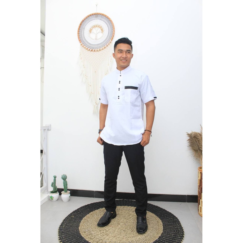 HEM MODEL BAJU KOKO TANGAN PENDEK KOMBINASI BATIK DAN POLOS HARGA GROSIR PEKALONGAN