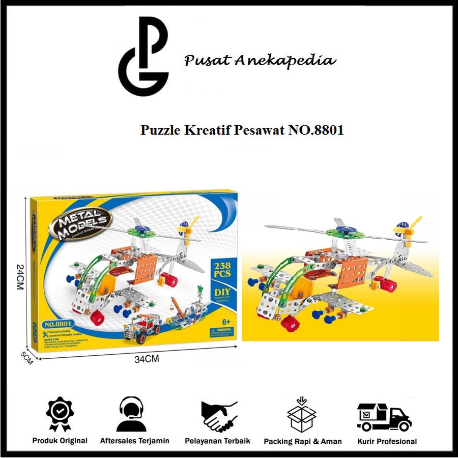DIY - Metal Models - Puzzle anak - puzzle 3D metal Pesawat