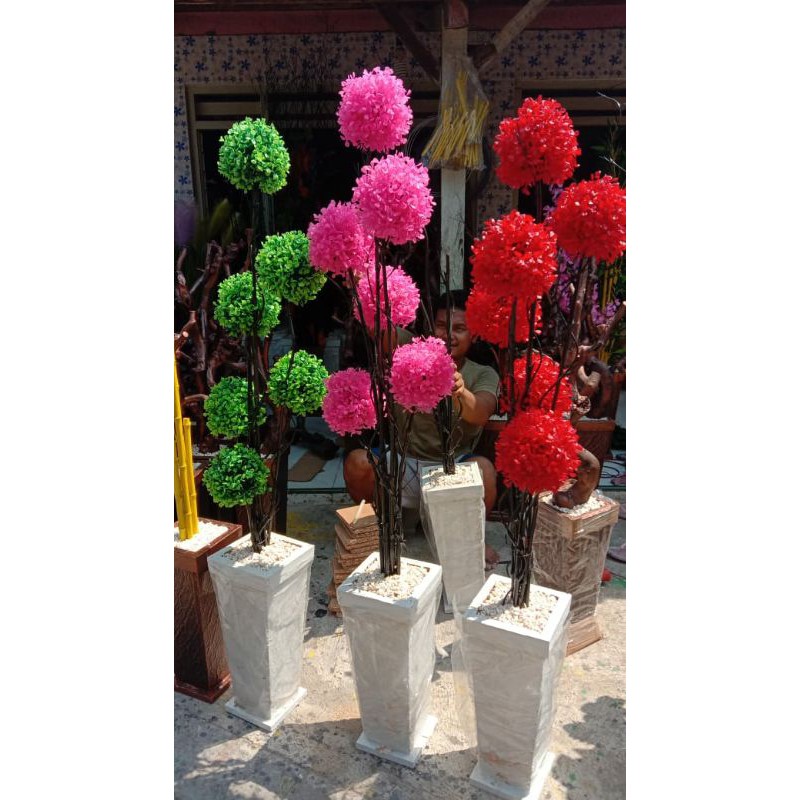 Bunga Hias Artificial Bonsai Grassball Bunga sudut ruangan jumbo