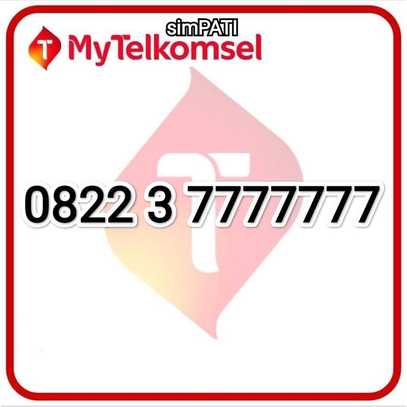 Kartu Perdana Nomor Cantik Simpati Telkomsel Prabayar Prepaid Sim Card 082237777777 Sapta 7777777 BI