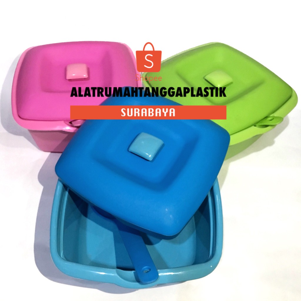 1pc Tempat Sup + Entong Segi / Tempat Sayur / Wadah Saji Plastik / Wadah Nasi Hajatan / Kotak Nasi H