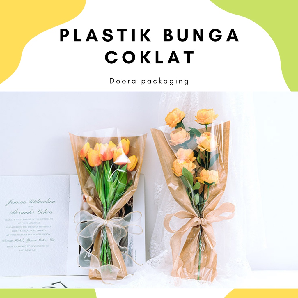 

[Doora] Plastik Packaging Bunga Kertas Coklat Plastik Bening