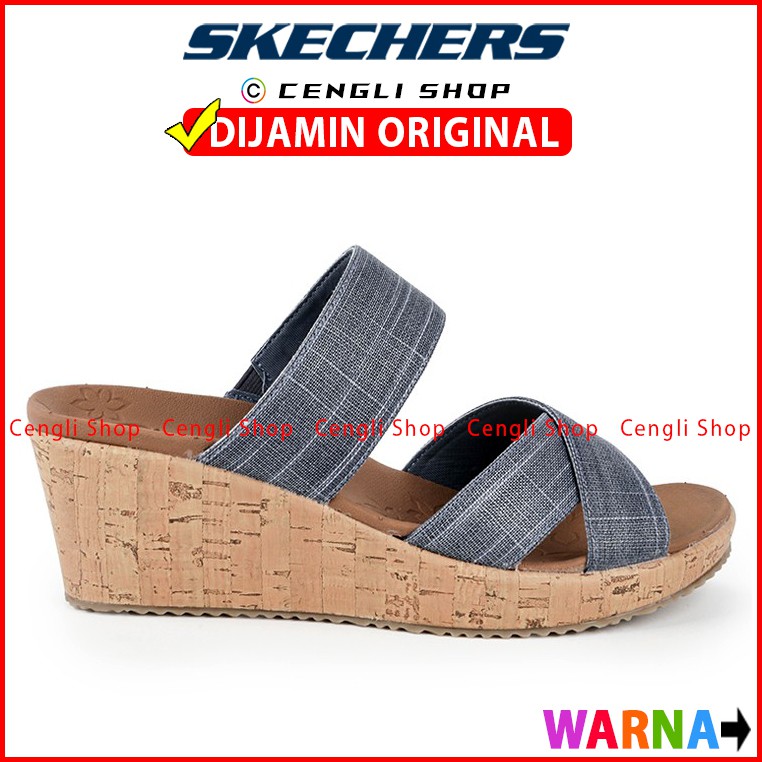 SANDAL WEDGES SKECHERS WANITA ORIGINAL TERBARU SENDAL CASUAL EMPUK ORI ASLI