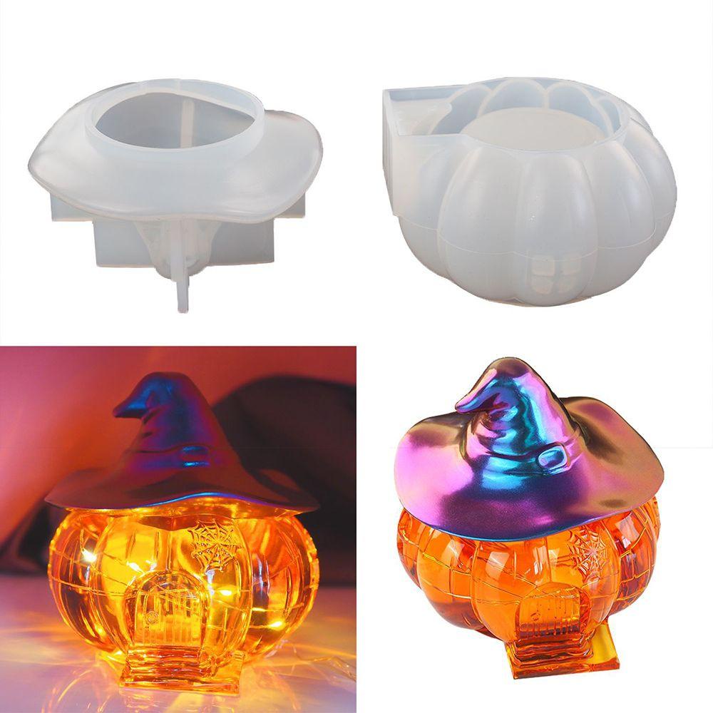 Preva Kotak Penyimpanan Permen Cetakan Permen DIY Kerajinan Lampu LED Epoxy Resin Halloween Labu