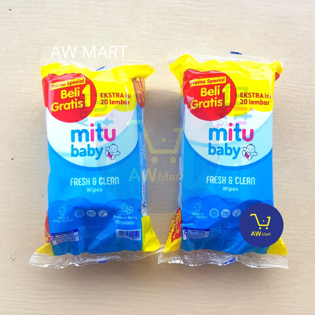 [BUY 1 + GET 1] MITU TISSUE / TISU BASAH BAYI - WIPES BABY 50 SHEET 50'S  - Fresh And Clean wipes