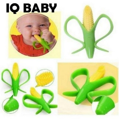 IQ Baby 2 in 1 Corn Silicone Teether and Toothbrush/ gigitan bayi