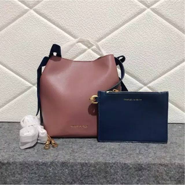 Charles and keith bow velvet cnk ck shoulder sling handle bag