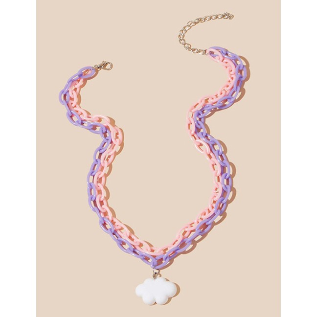 LRC Kalung Fashion Color Mixing Cloud Resin Thick Chain Contrast Color K25129