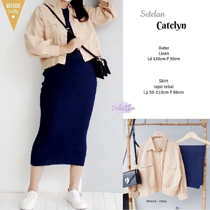Baju Setelan Rok Outer Linen • SETELAN CATELYN ORI BY TABITHA FASHION