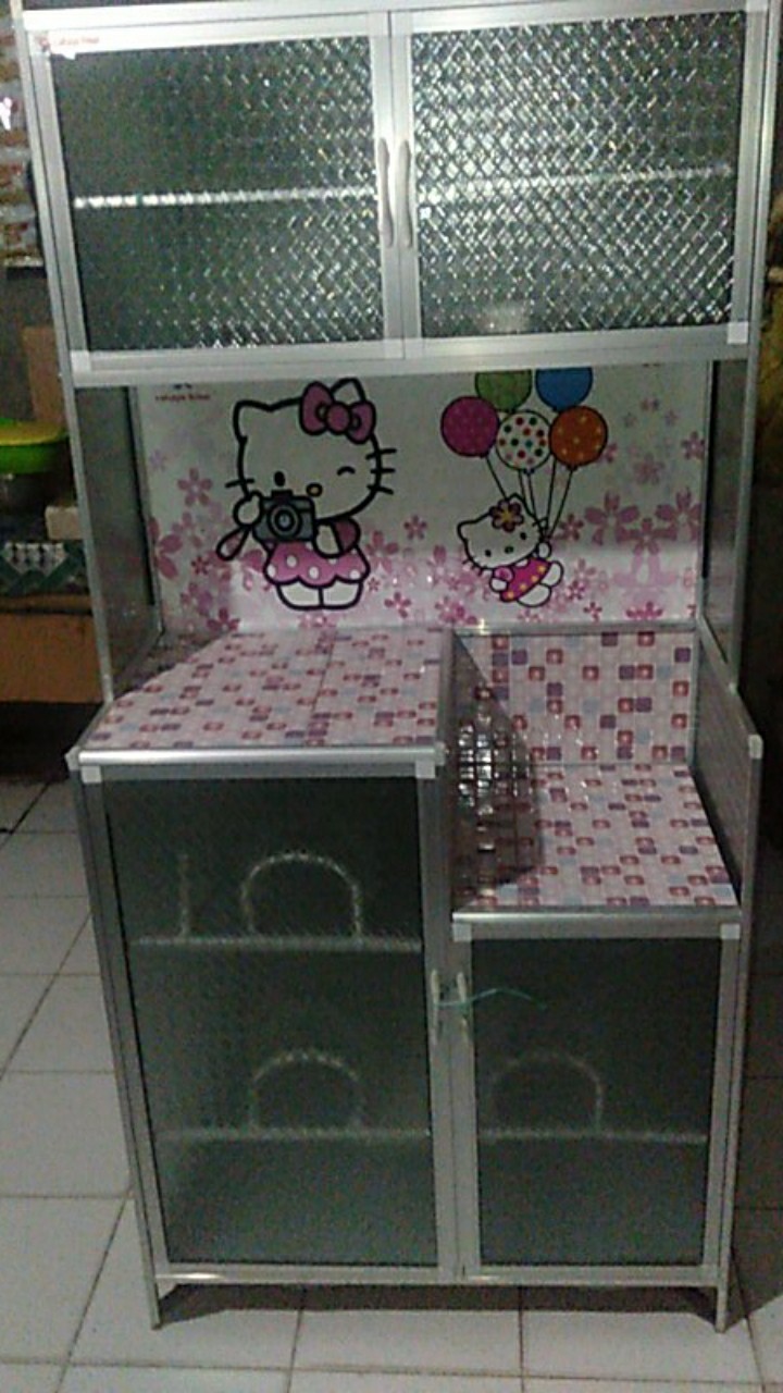 (gratis Masker) Rak Piring Almunium Kramik Kaca 2 Pintu Mc Belakang Plat Karakter, Acp Anti Pecah