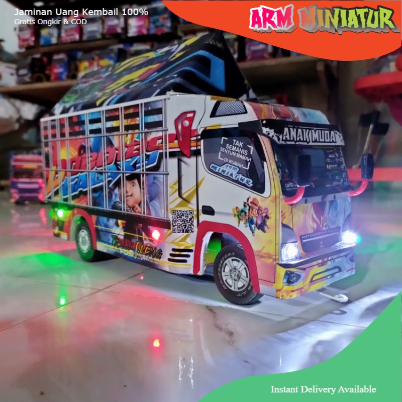 Miniatur Truk Oleng Kayu II Mainan Anak Mobil Remote Control Boboiboy Full Lampu Termurah Terlaris