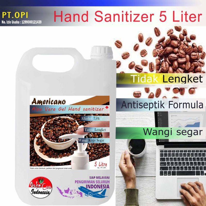 Hand sanitizer cair dan gel 5 liter 1 liter 500 ml