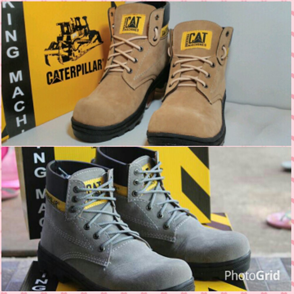 MURAH sepatu safety boots caterpillar suede sol hitam STOK TERBATAS