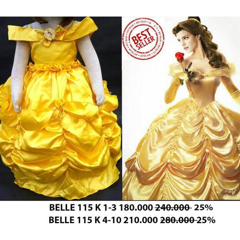 gaun belle /gaun beauty and the beast /kostum belle /kostum pesta anak Diskon