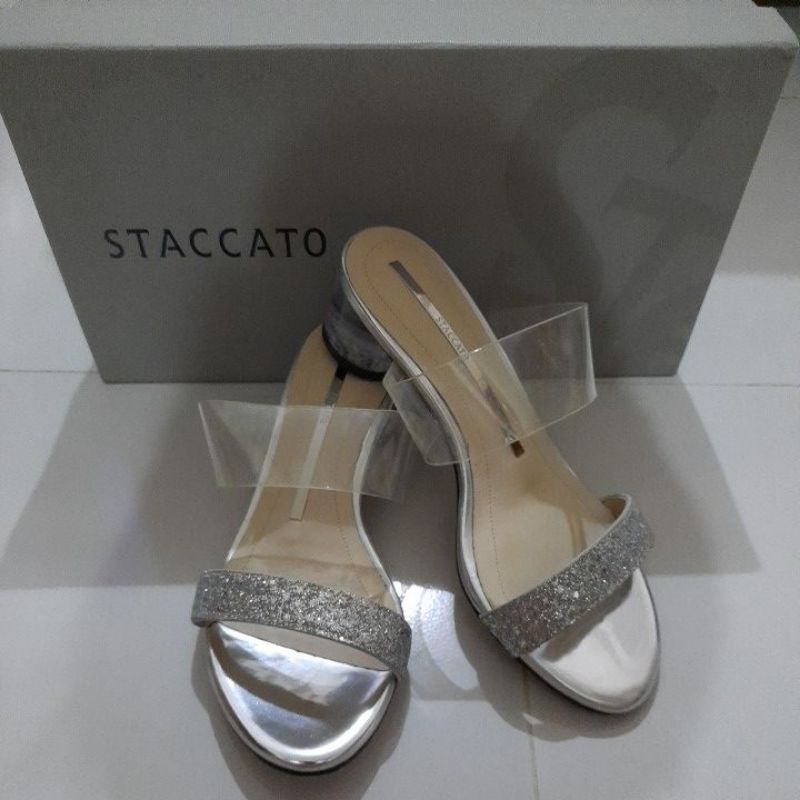 Preloved Staccato Heels Women S 35 Insole 22.5cm T 4.5cm Sandal Hak Wanita Free Paper Bag