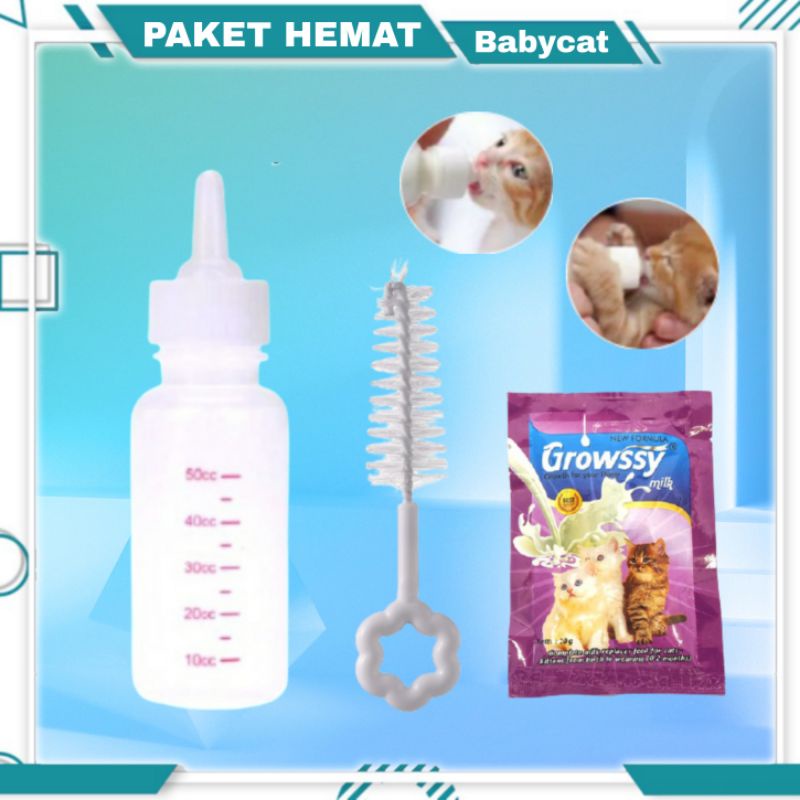 Paket Hemat Botol Dot Kucing + Sikat Botol + Susu Groowsy Kitten Dot PREMIUM QUALTY