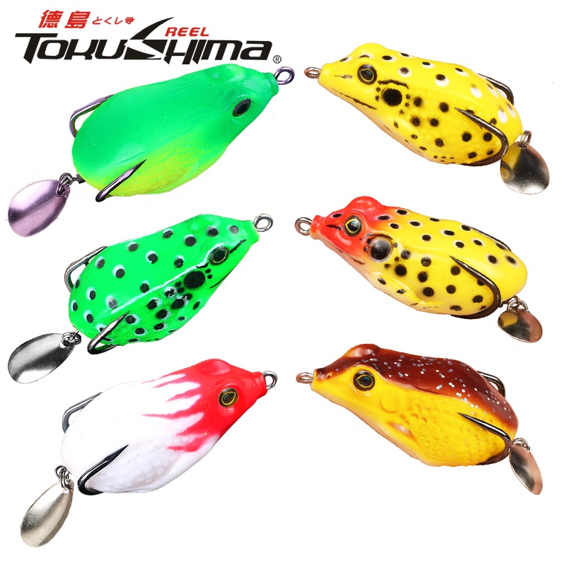 Top Umpan Pancing Soft Bait Bentuk Katak Mata 3D Bahan Silikon