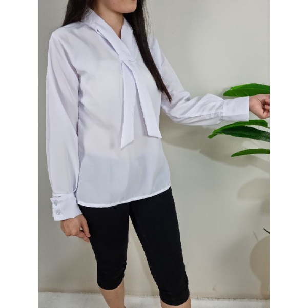 Atasan Blouse Wanita Korean Style Polos Lengan Panjang