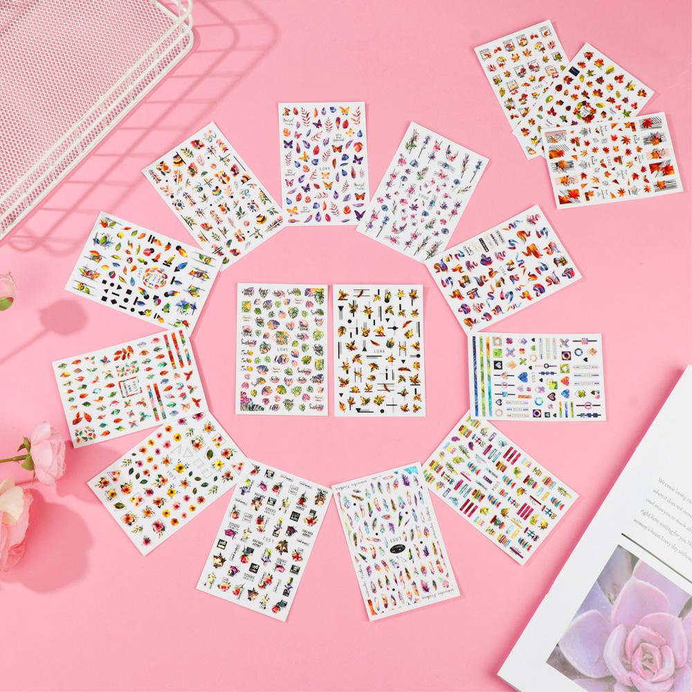 R-flower 3D Stiker Kuku Nail Art Bunga Mawar Anti Air Aurora Silver Bersinar