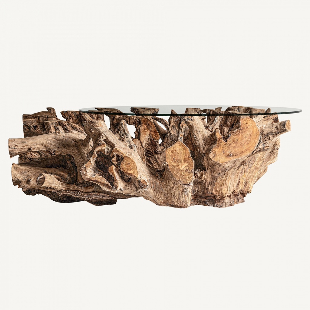 COFFEE TABLE IKARIA 120cm AKAR KAYU JATI / MEJA RUANG TAMU / MEJA KOPI / MEJA AKAR / MEJA KAYU BULAT