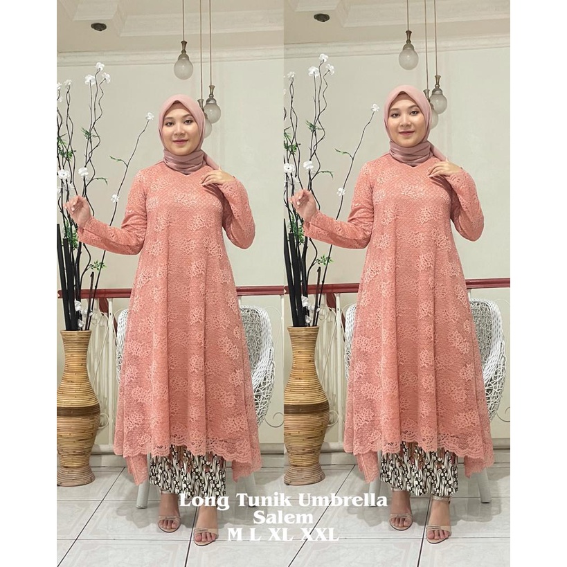 LONG TUNIK UMBRELLA BRUKAT / KEBAYA MODERN / KEBAYA PESTA / ATASAN TUNIK WANITA / MC