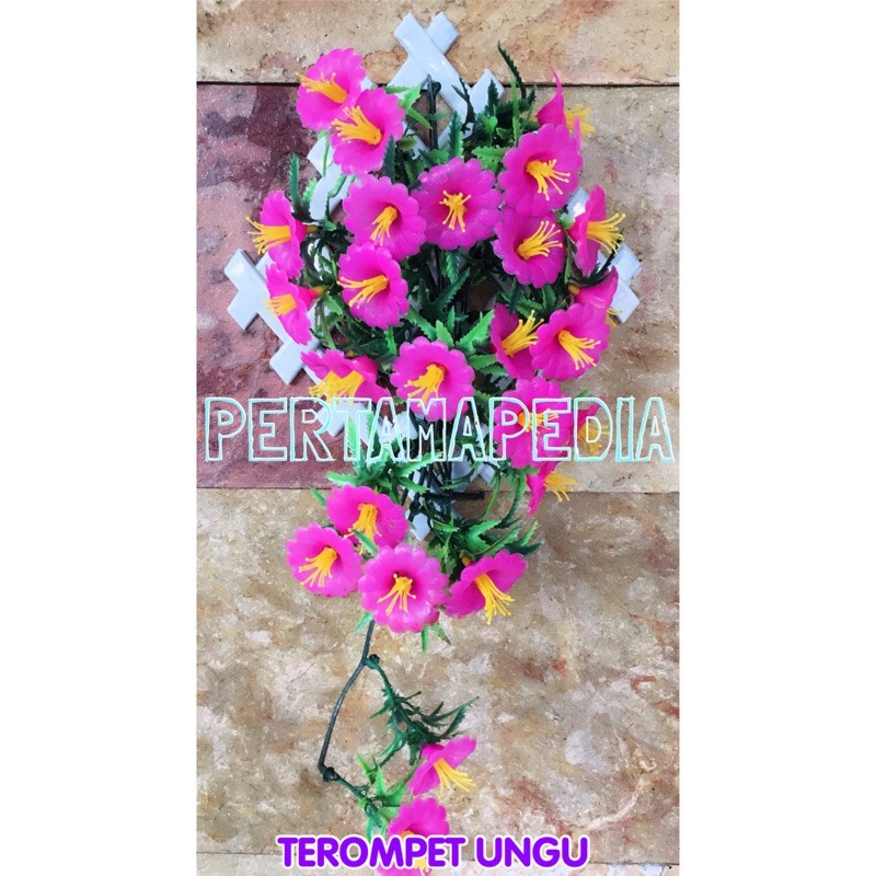 C5 BUNGA TEROMPET PLASTIK/Bunga Artificial/Bunga Dekorasi/Bunga Hiasan/Bunga Dinding/Bunga Pajangan-Ungu