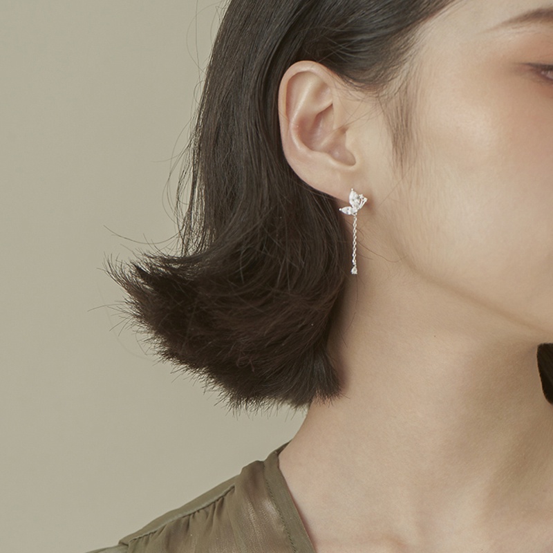 Anting Giwang Elegan Model Kupu-Kupu Dengan Kristal Untuk Wanita