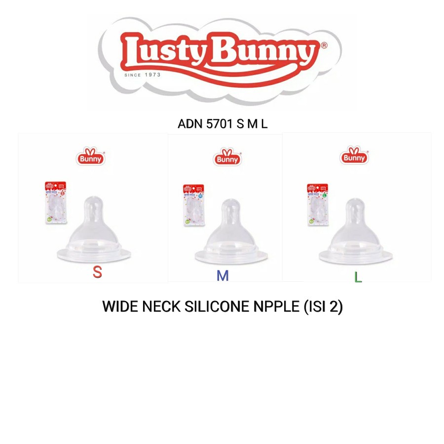 Lusty Bunny Dot Wideneck Dan Baby Safe isi 2 Silicone Nipple Dot Bayi