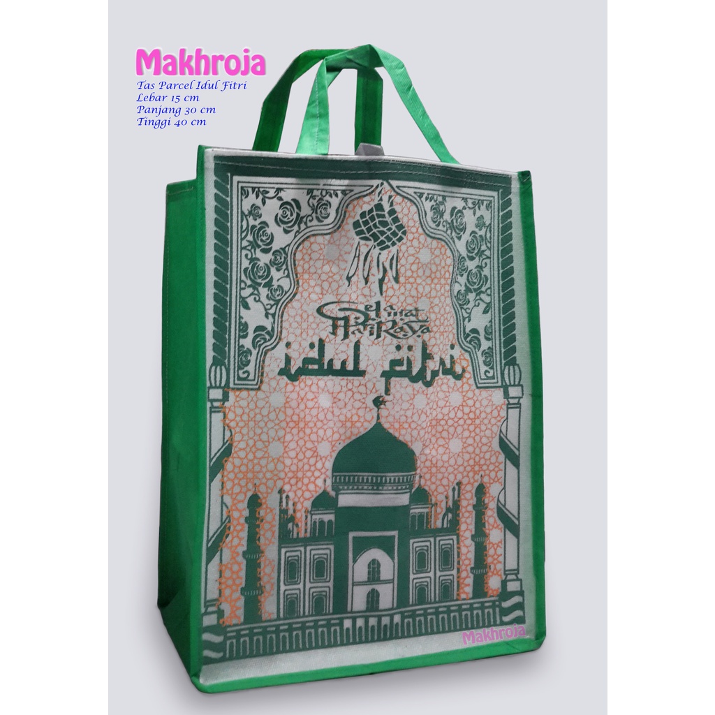 

Tas Pita Kotak Parcel Lebaran Idul Fitri Sablon 2 Sisi Warna Hijau