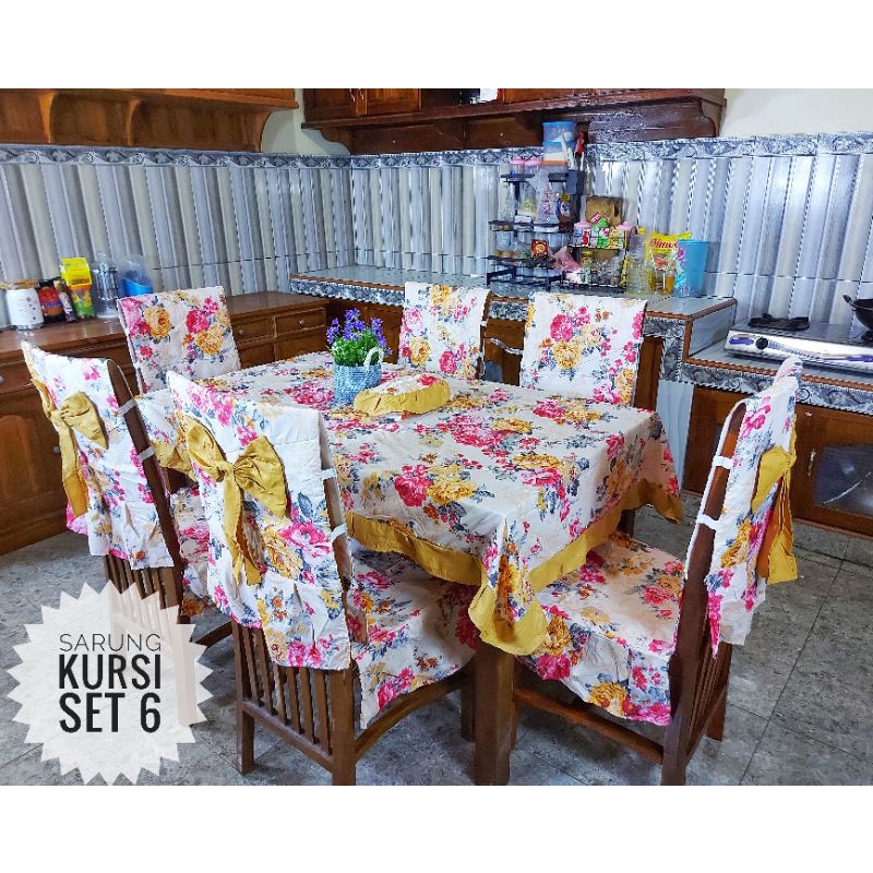 DINING SET KURSI 6 SARUNG KURSI MAKAN SET 6 SARUNG KURSI MAKAN MURAH GROSIR