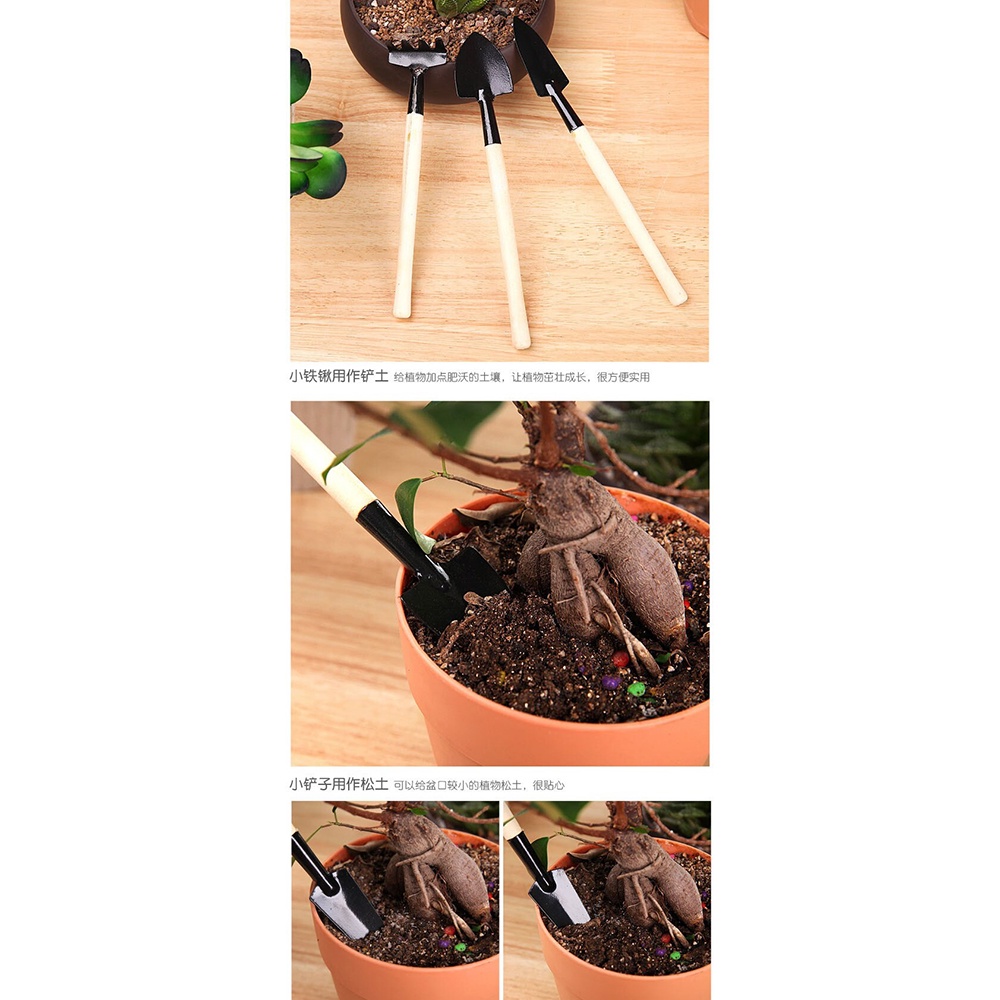 [Best Seller]  Sekop Mini Tanaman Hias Shovel Spade Gardening Tools 3 PCS Satu Set  Black