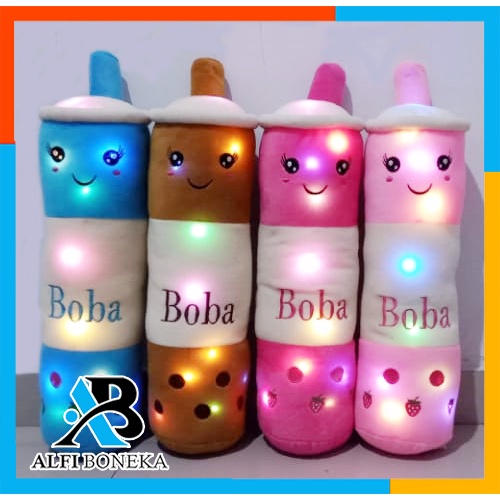 Boba Guling VIRAL (LED) 60cm Bahan Berkualitas - Boneka Guling Boba Lucu - Boneka mainan anak perempuan