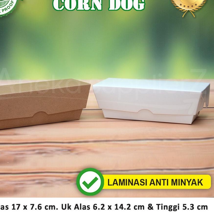 

민 Box Corn Dog - Corndog Model Rakit - KRAFT COKLAT 50 pcs Model Baru