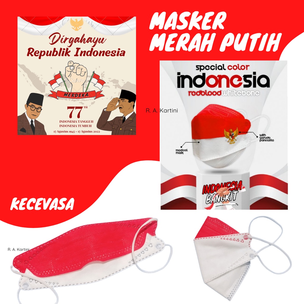 MASKER MERAH PUTIH KF94 DUCKBILL EVO KN95 GARUDA KEMERDEKAAN 17 AGUSTUS KECEVASA