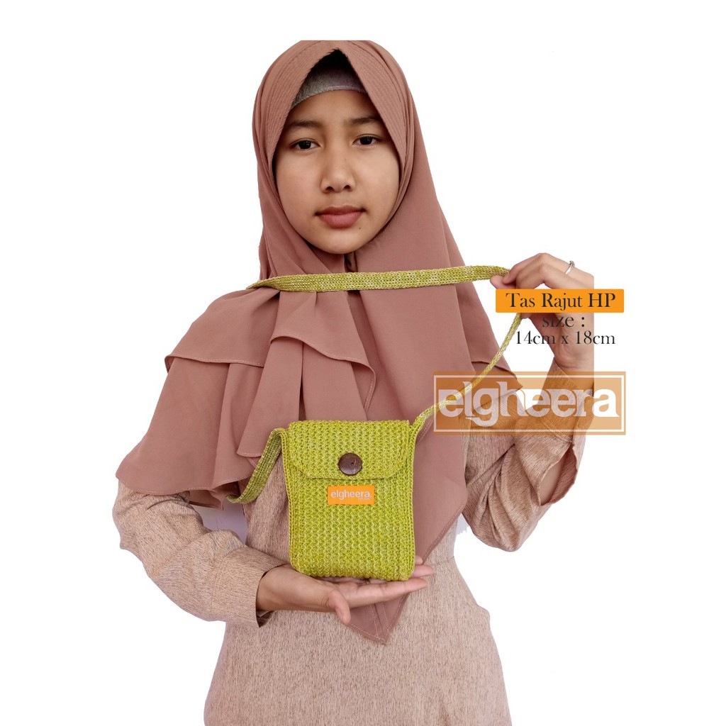 BY ELGHEERA Tas Rajut HP Model Polos / Tas Mini / Tas HP