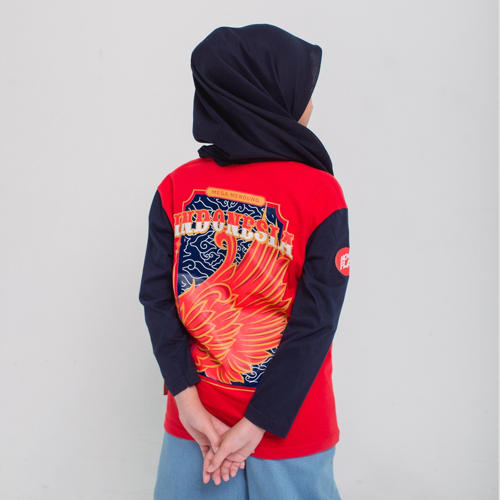 Hooflakids - Kaos Agustusan Couple Keluarga Anak Ayah Bunda Kemerdekaan Indonesia Batik Mega Mendung Series