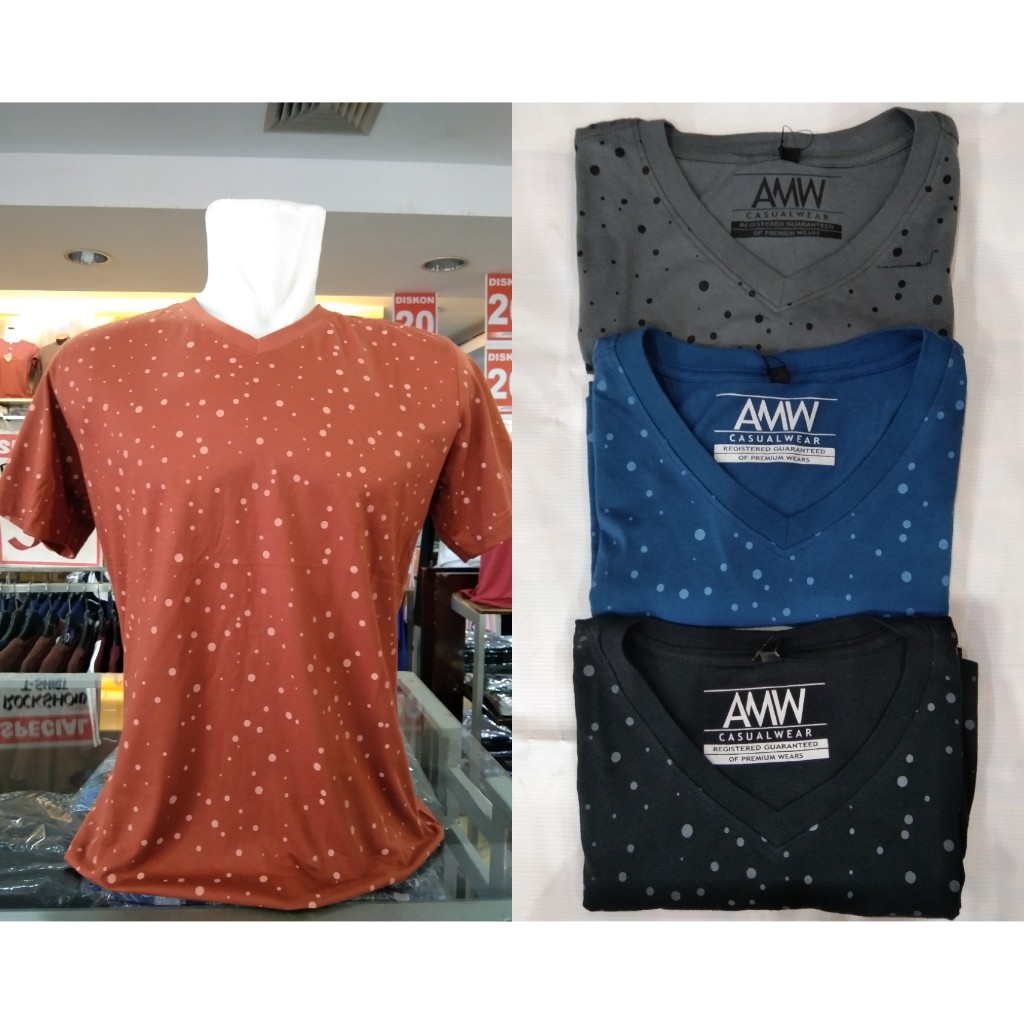 T Shirt Pria V Neck Corak 03