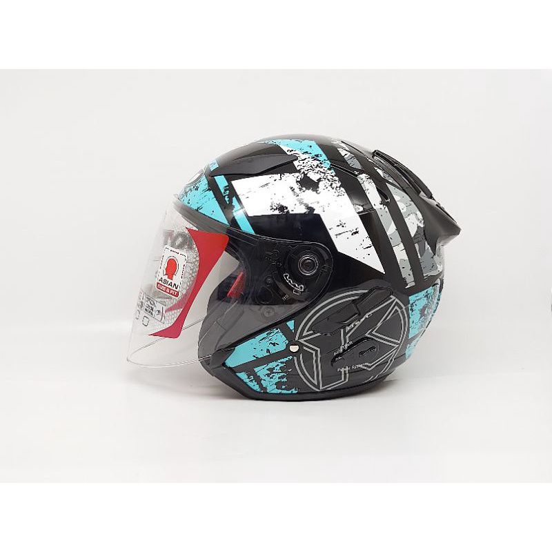HELM KYT GALAXY FLAT R MOTIF 5 AQUA BLUE ORIGINAL HELM KYT ORI KYT