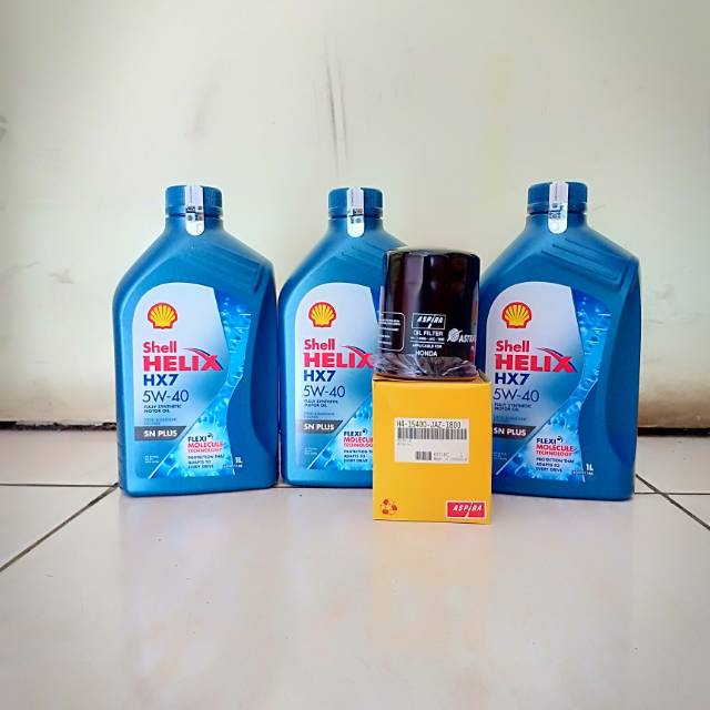 Paket Oli New Shell HX-7 5W-40 3L + Filter Oli Honda Brio RS, Satya