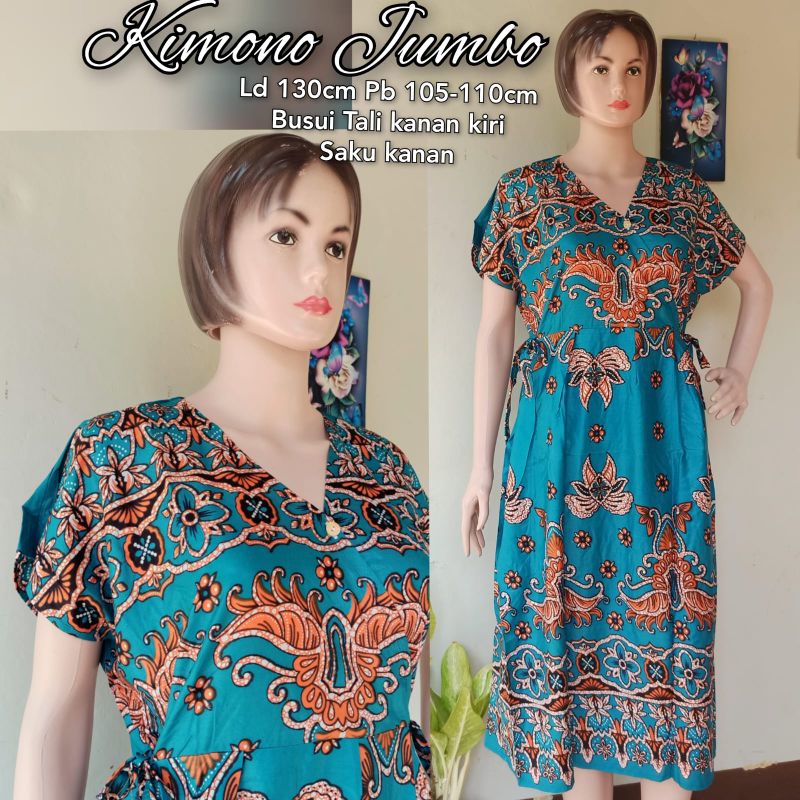 Kimono piyama jumbo daster Ld 130  XXXL Busui kekinian Batik cap solo