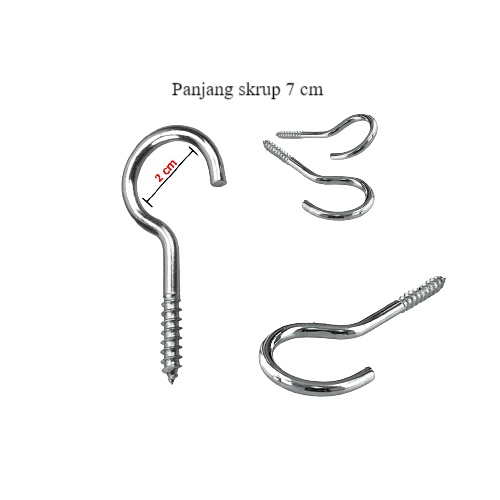 Skrup Kapstok l Paku Screwhook l Cantolan Kaitan Burung Sekrup Bulat No.10