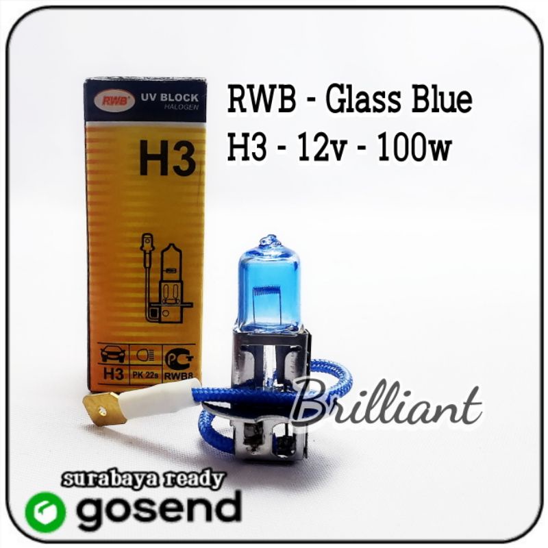 Bohlam Halogen Xenon Blue Glass - RWB - H4 / H3 / H11 / 9012 HIR2 / HB4 / H27 881